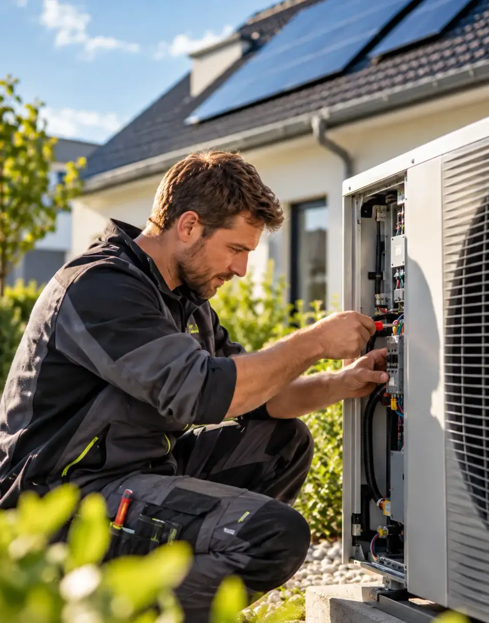Artigiano che installa una pompa di calore in Lussemburgo