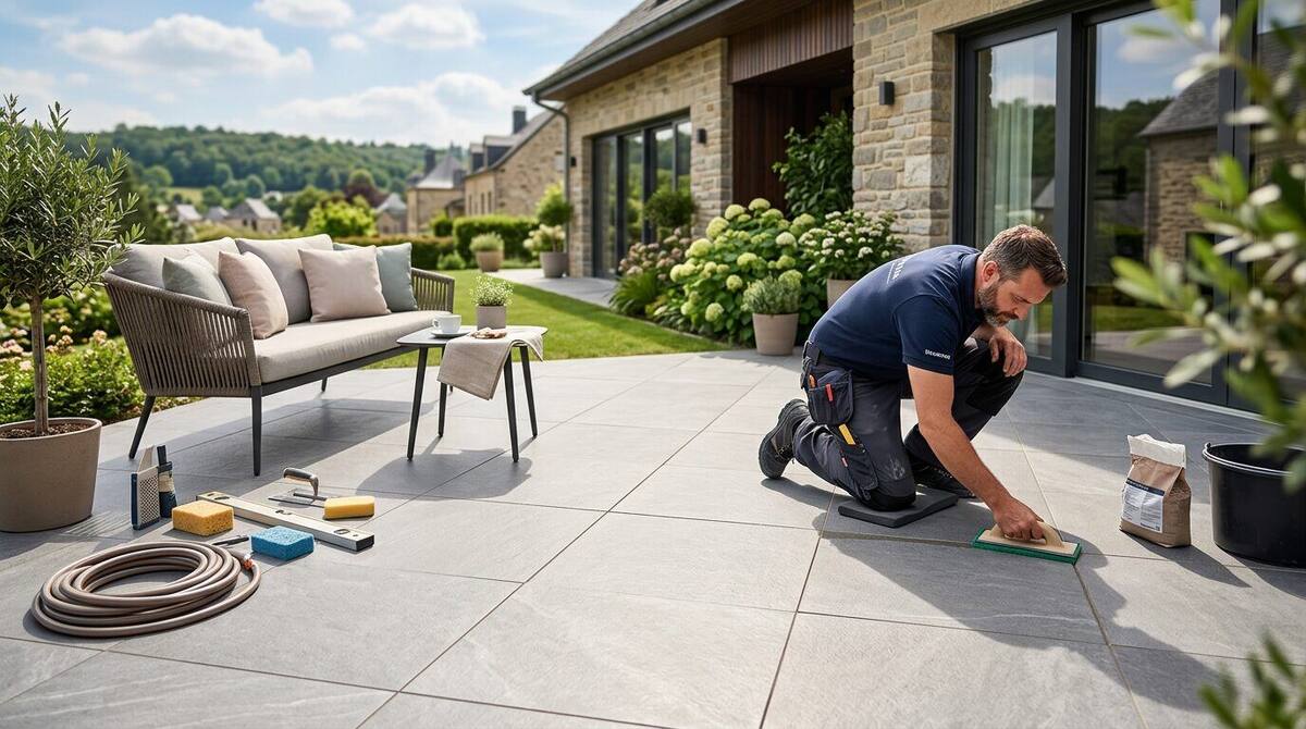 Terrasse en carrelage