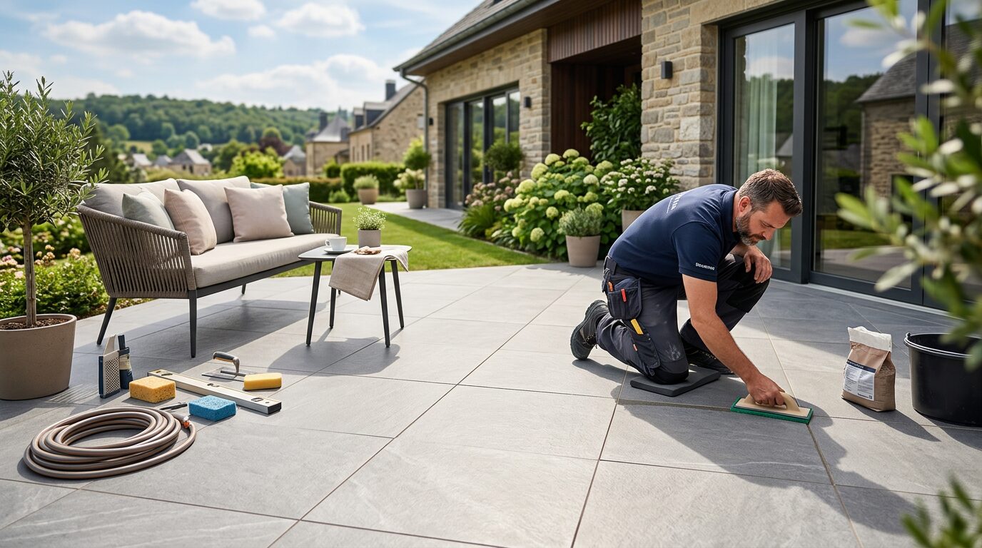 Terrasse en carrelage
